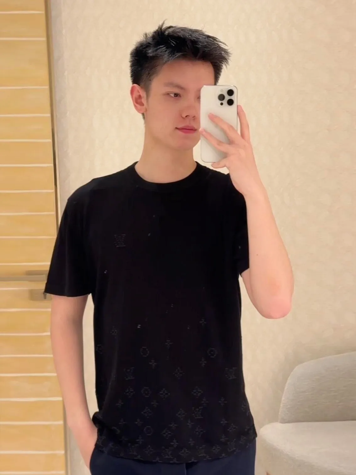 Louis Vuitton/Louis Vuitton Gradient presbyopic gradient jacquard short sleeves